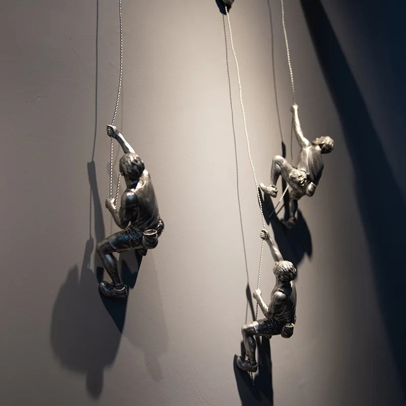 Afralia™ Resin Climbing Man Sculpture Retro Statue Home Decor Figure