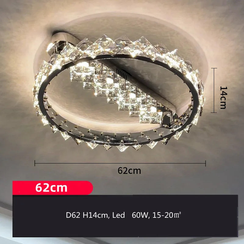Afralia™ Crystal Ceiling Lamp: Modern Luxury Stainless Steel Chrome Dimming Lighting for Home