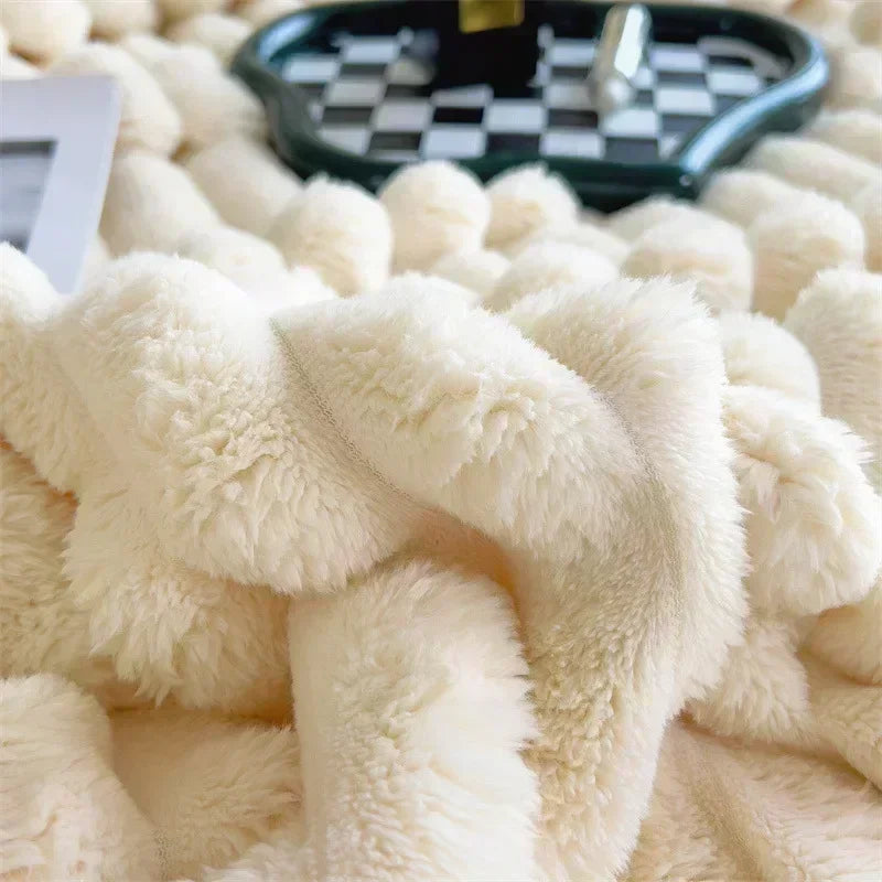 Afralia™ Winter Warm Fluffy Coral Fleece Sofa Throw Blanket for Bedroom, Soft & Cozy Bed Covers