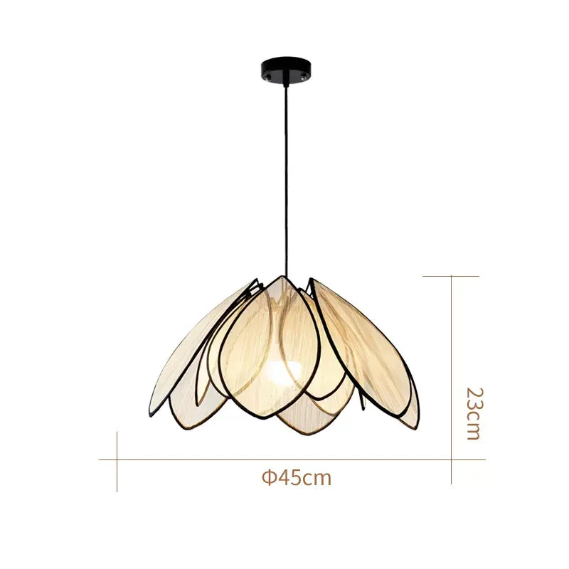 Afralia™ Rattan Petal Pendant Lights: Japanese Style Homestay Lighting for Living Room