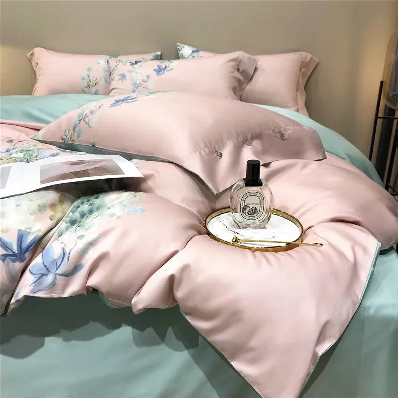 Afralia™ Egyptian Cotton Bedding Set - Queen King Full Size Duvet Cover Sheet Pillowcase