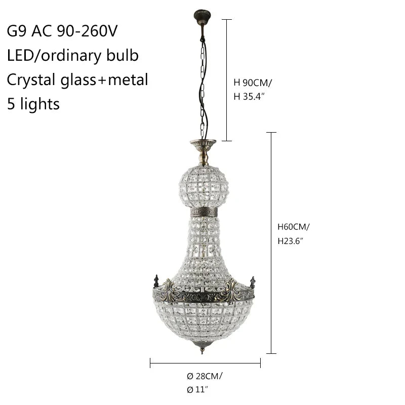 Afralia™ Vintage Crystal Chandelier: Elegant Empire Design for Luxe Living Spaces