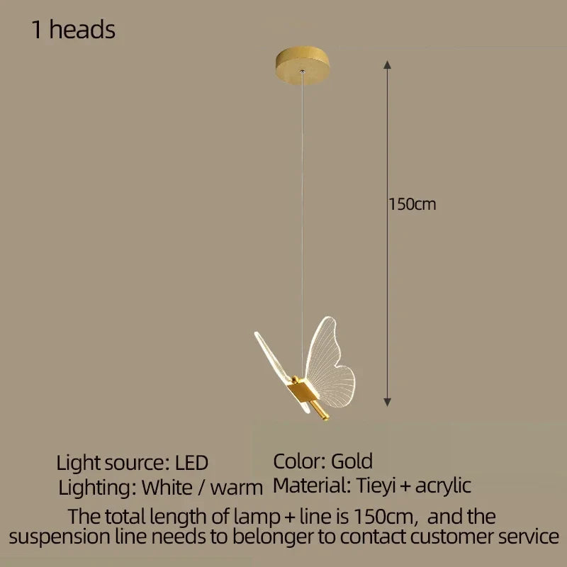 Afralia™ Modern LED Butterfly Chandelier for Bedroom Staircase Illumination