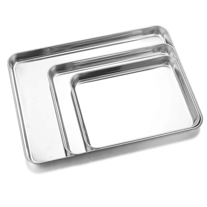 Afralia™ Stainless Steel Baking Tray with Removable Cake Grid Cooling Rack