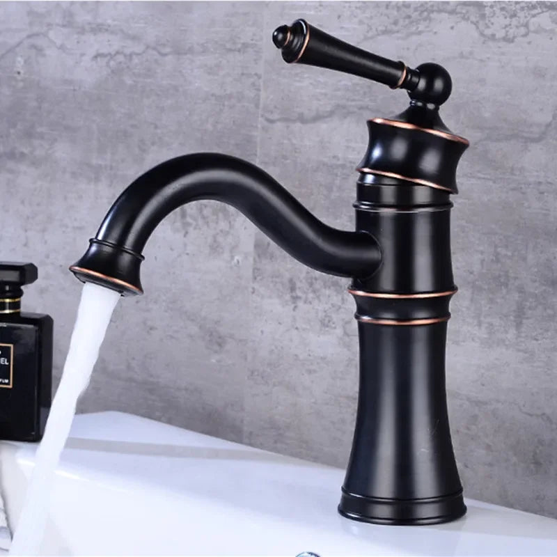 Afralia™ Black Brass Basin Faucet High Arch Single Handle Deck Mounted Mixer