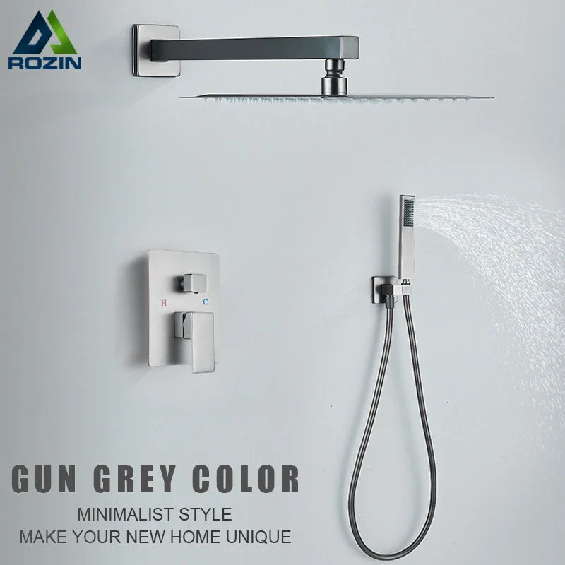 Afralia™ Wall Mounted 3-Way Shower System with Bathtub Spout and Rainfall Head.