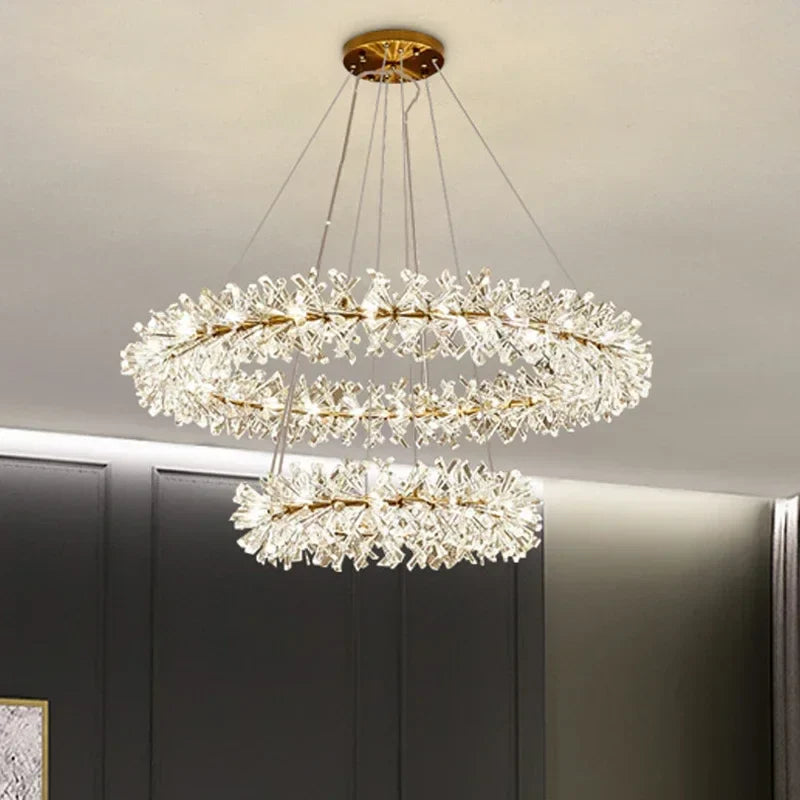 Afralia™ Crystal Chandelier: Luxury Gold LED Lighting for Home Dining Room Decor