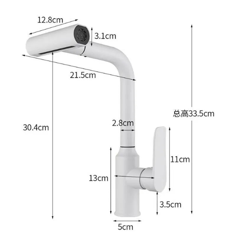 Afralia™ Pull Out Kitchen & Bathroom Faucet: Lead-Free, Hot/Cold Waterfall Sink Tap