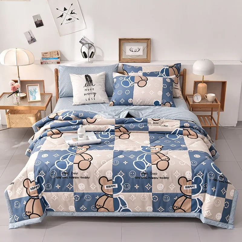 Afralia™ Multi Floral Patchwork Cooling Blanket: Skin-friendly Air-Conditioner Quilt with Washed Cotton