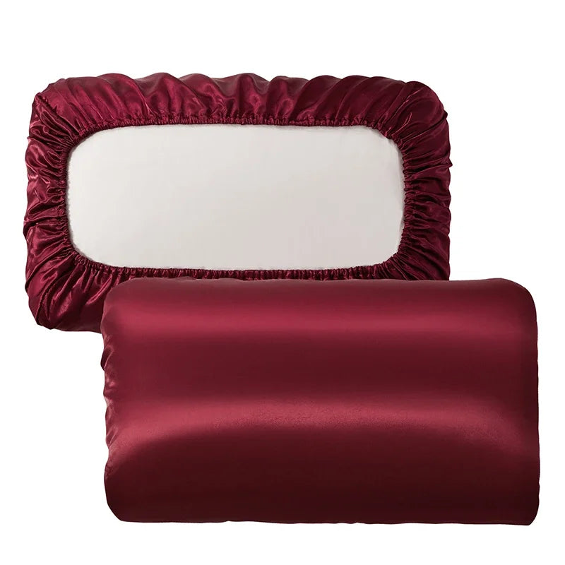 Afralia™ Silk Queen Pillow Cover - Smooth Satin Elastic Band Pillowcase