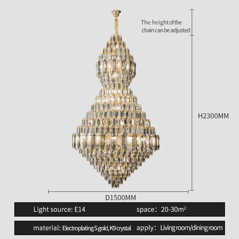 Afralia™ Crystal Chandelier LED Light for Luxurious Living Room, Staircase, and Exhibition Hall