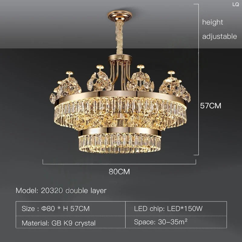 Afralia™ Luxury Crystal Chandelier: Gold Hanging Ceiling Light for Villa Hotel Décor