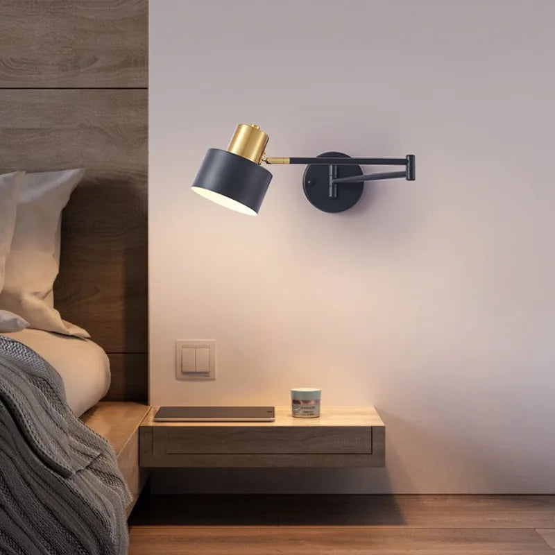 Afralia™ Long Arm LED Wall Lights Fixture Bedroom Living Room Stair Mirror Bedside Lamp