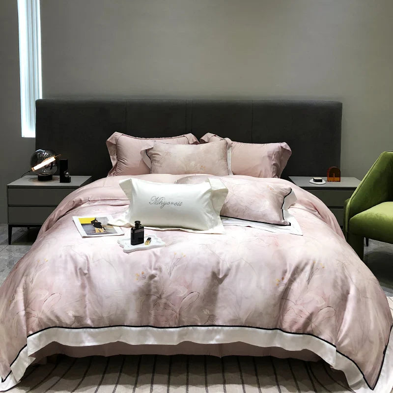 Afralia™ Eucalyptus Lyocell Flowers Duvet Set with Sheet & Pillowcases