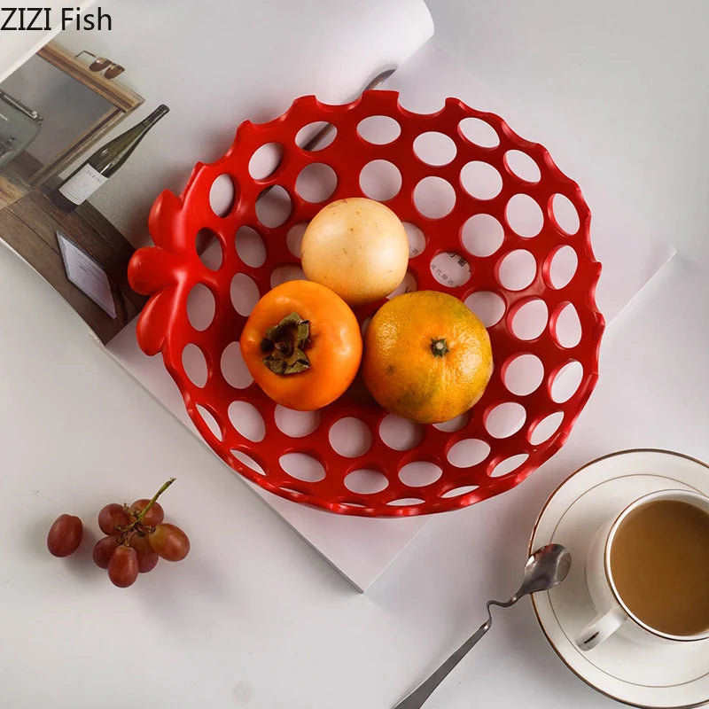 Afralia™ Minimalist Hollowed Out Fruit Bowl Snack Tray Home Kitchen Dessert Plate