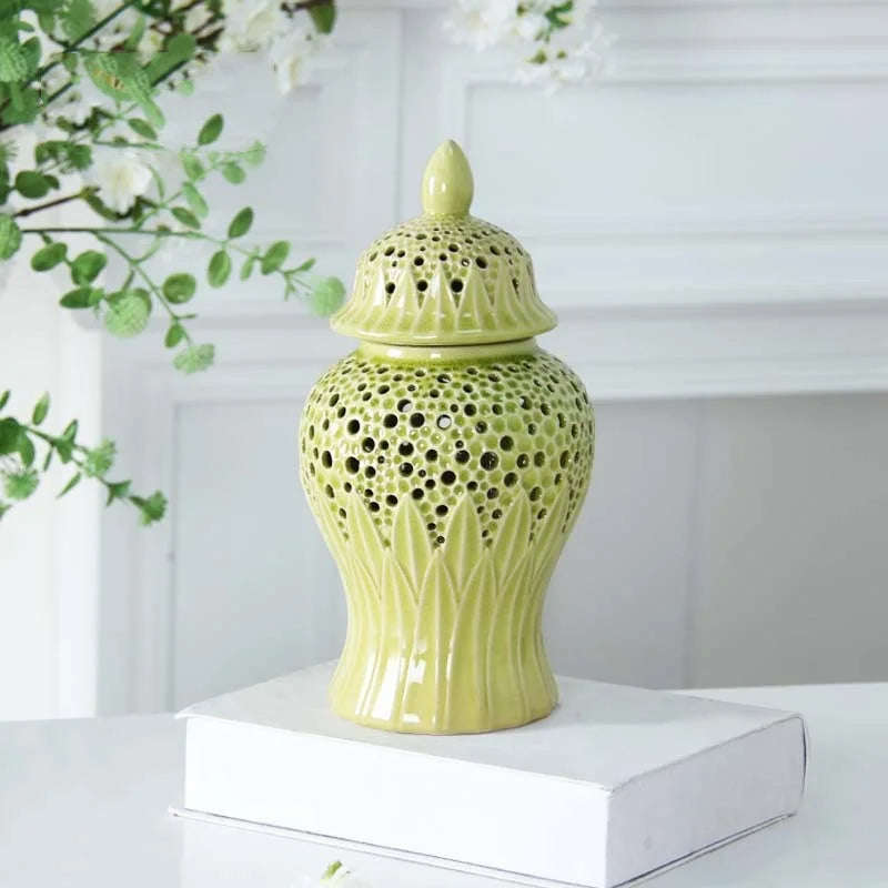 Afralia™ Elegant Golden Porcelain Jar for Home Decoration and Storage