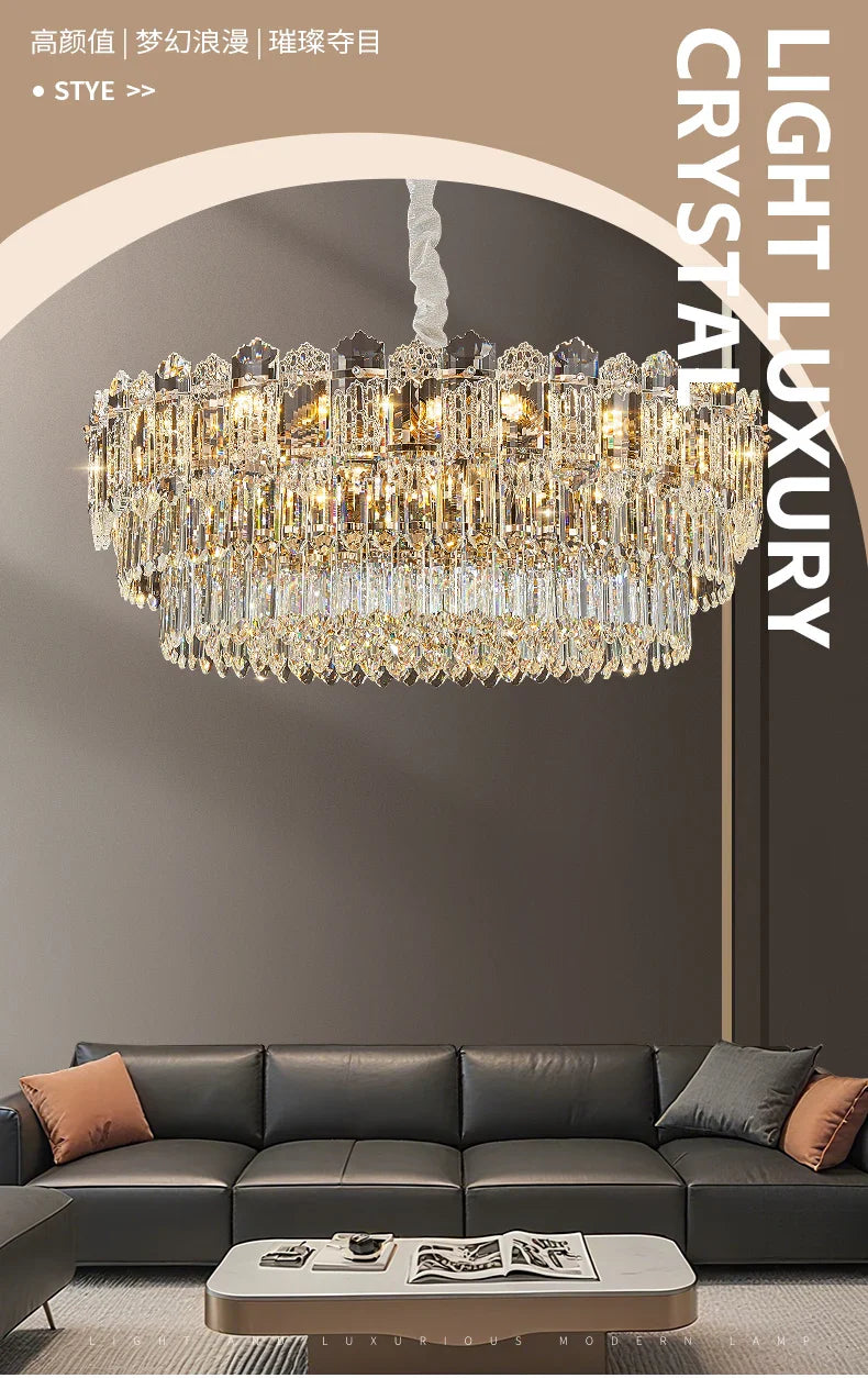 Afralia™ Luxury Crystal Chandelier Modern Ceiling Light for Bedroom Living Room Hall Hotel