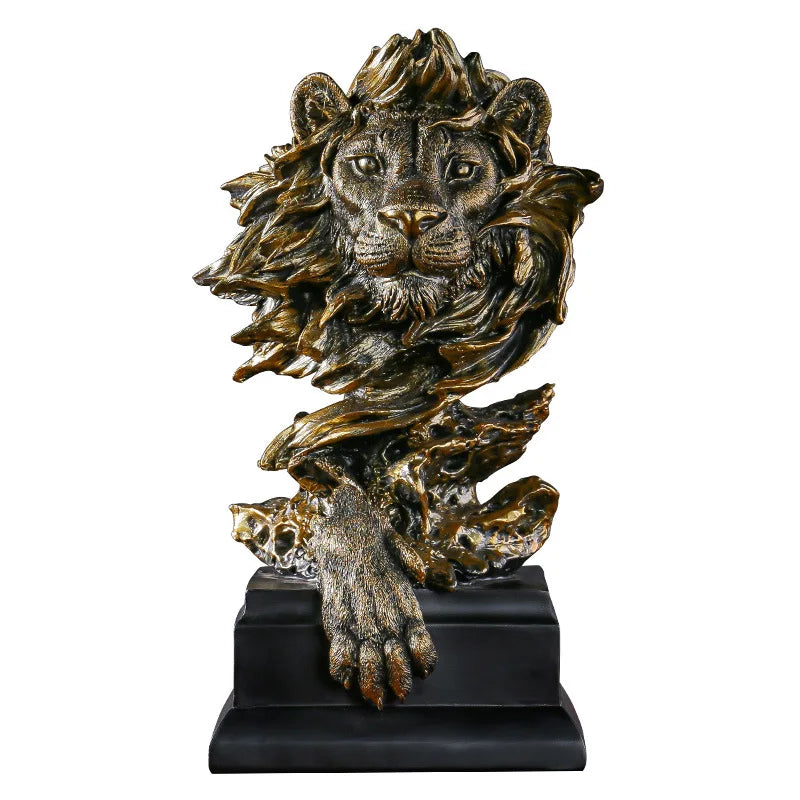 Afralia™ Vintage Lion Head Resin Crafts for Home & Office Decoration