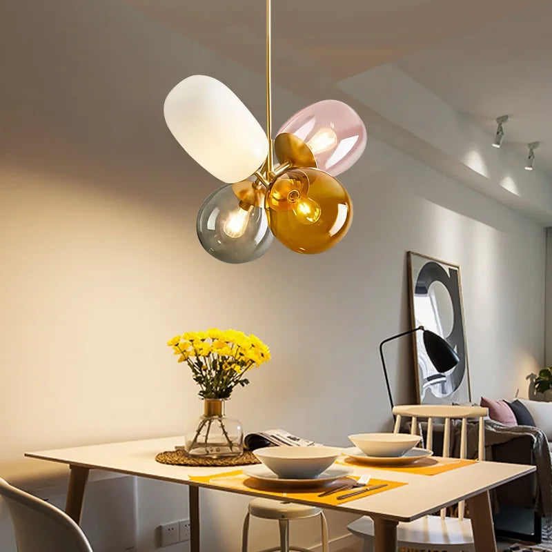 Afralia™ Glass Balloon Chandelier: Colorful Suspension Pendant Light for Living Room, Bedroom