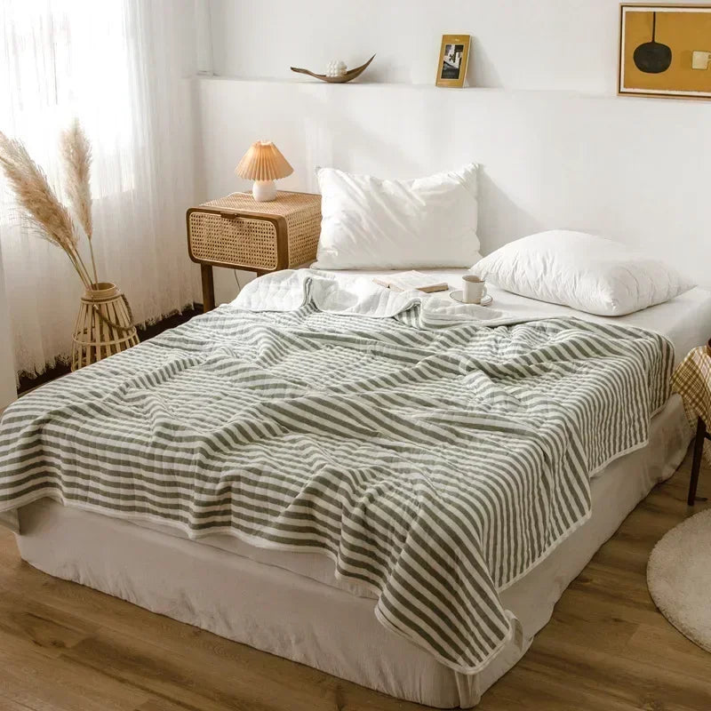 Afralia™ Soft Cotton Summer Quilt, Skin-Friendly & Washable Single/Double Blanket