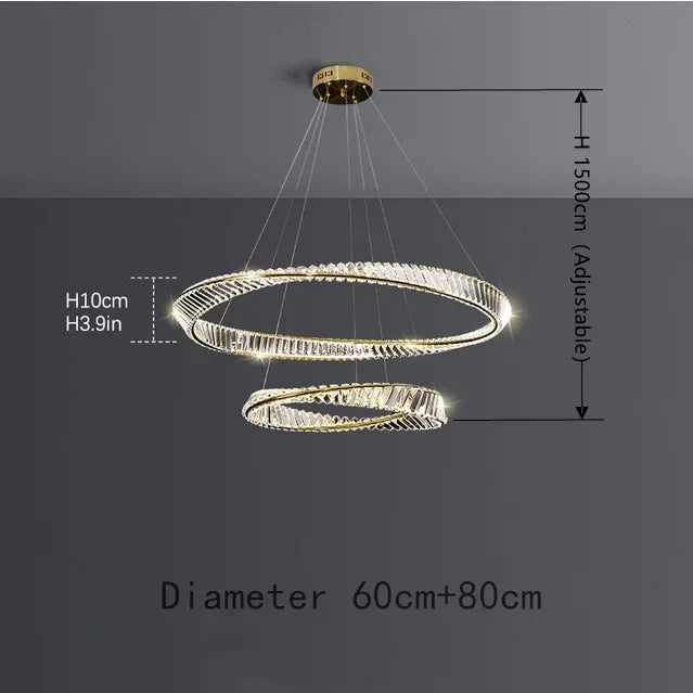 Afralia™ DNA Spiral Crystal Chandelier LED Ring Design for Luxury Living Room