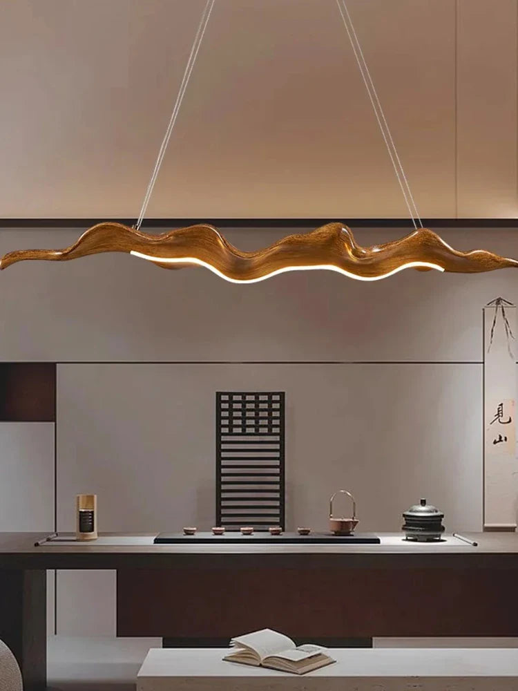 Afralia™ Leaf Pendant Light: Modern Wood Hanging Lamp for Kitchen Dining Office Decor