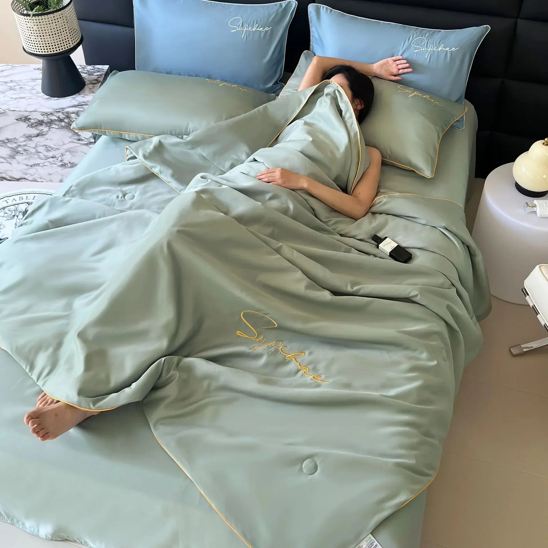 Afralia™ Satin Silky Summer Quilt: Super Soft & Breathable Bedding Blanket