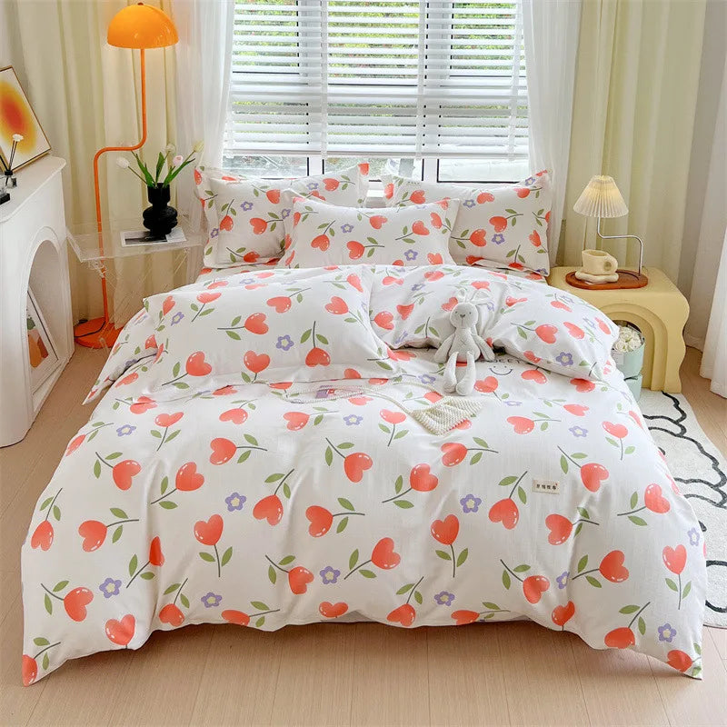 Afralia™ Luxury Cotton Stripe Printed Bedding Sets for Queen King Beds.