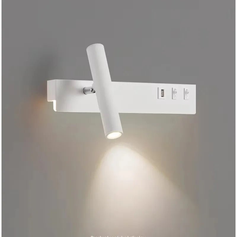 Afralia™ Nordic Modern LED Wall Lamp with Switch USB, Rotatable Spotlight