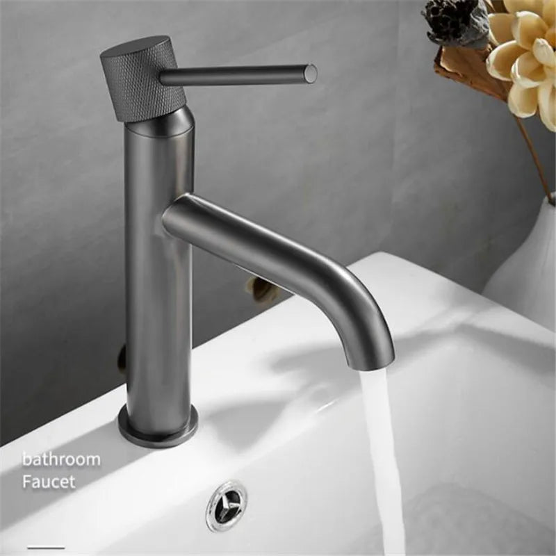 Afralia™ Brushed Gold Swivel Faucet for Bathroom Basin, Hot Cold Water Sink Crane
