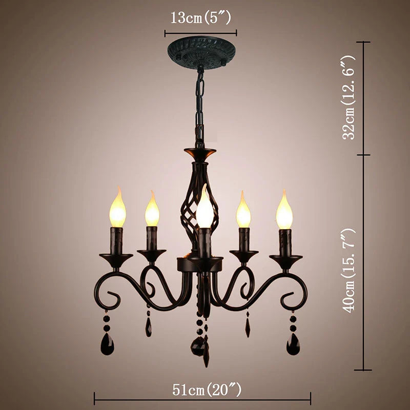 Afralia™ Crystal Pendant Chandelier Light for Home and Bedroom - Black Iron Ceiling Lamp