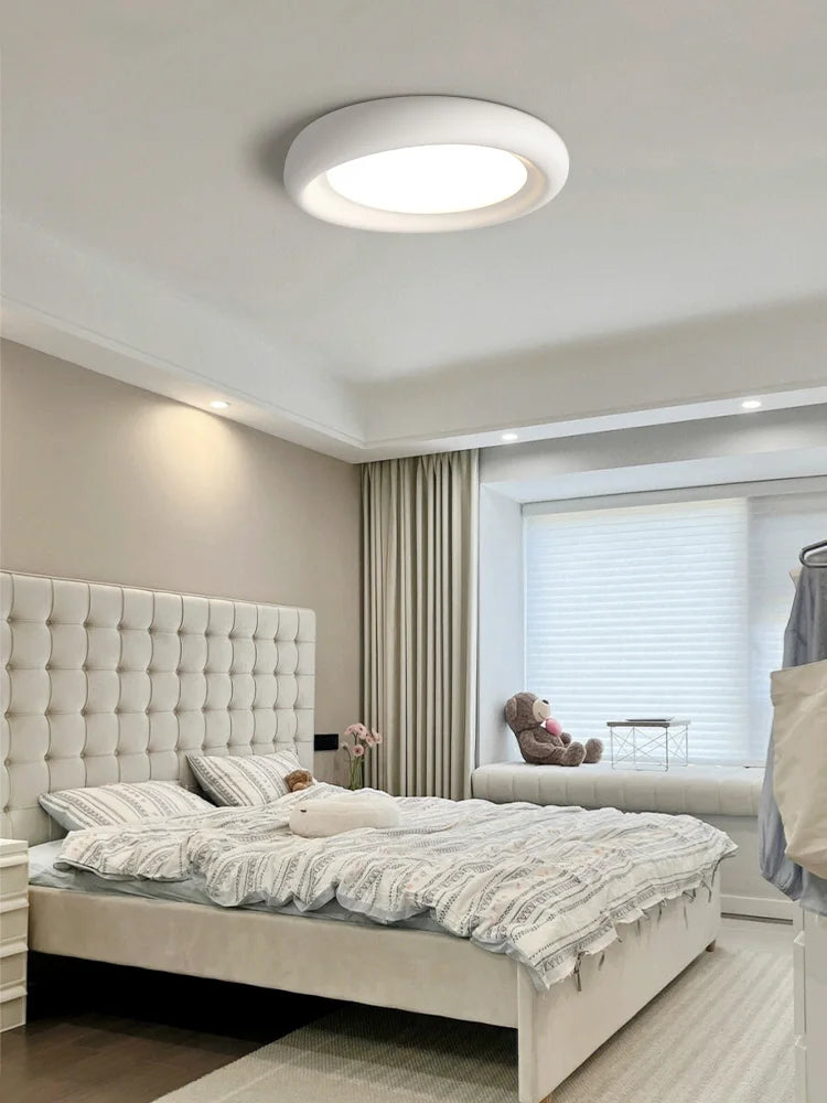 Afralia™ Cream LED Ceiling Lamp for Girl's Room - Modern Minimalist Master Bedroom Lighting