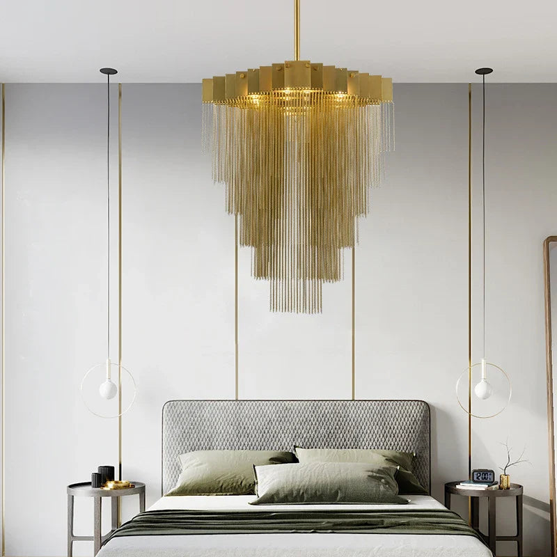 Afralia™ Tassel Long Chain Smart Chandelier for Elegant Living Spaces