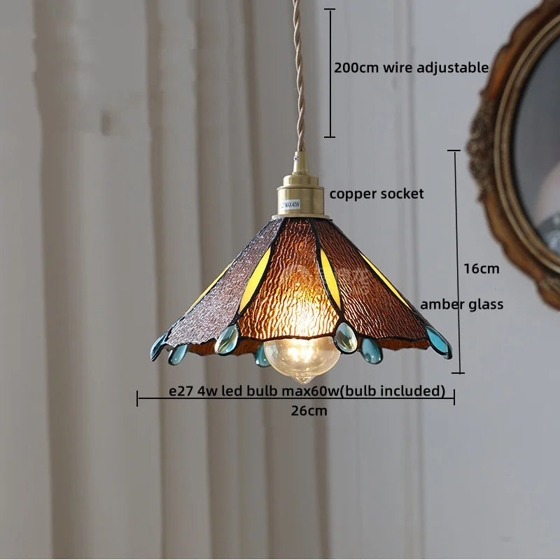 Afralia™ Glass Copper LED Pendant Lamp for Dining Room, Nordic Modern Hanging Light Fixtures