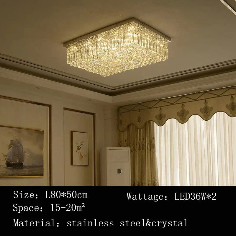 Afralia™ Crystal LED Ceiling Lamp for Luxurious Villa Living Room and Bedroom Home Decor