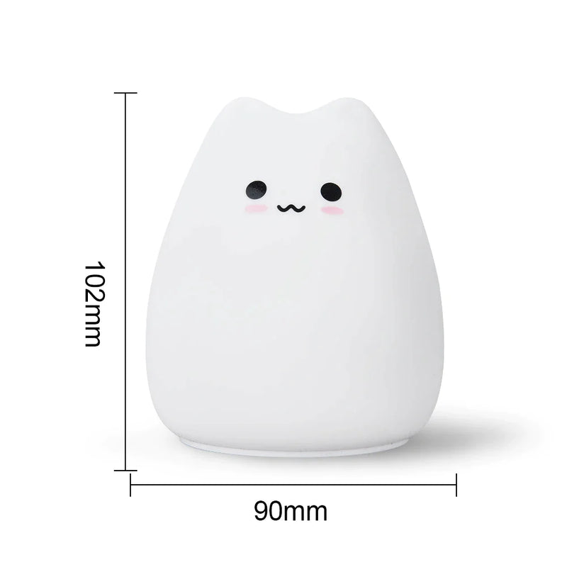 Afralia™ Cat Silicone Touch Night Light For Kids - 7 Color LED Baby Lamp