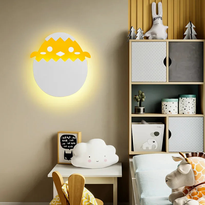 Afralia™ Dino Egg LED Kids Wall Lamp: Cute Cartoon Bedside Light for Nursery Bedroom