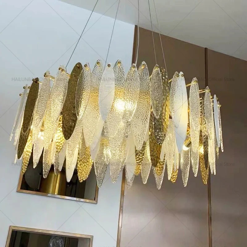 Afralia™ Glass Chandelier Light for Living Room, Bedroom, Dining: Luxury Art Designer Lighting