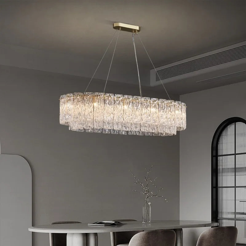 Afralia™ Clear Glass LED Chandelier: Modern Luxury Living Room Art Deco Ceiling Light