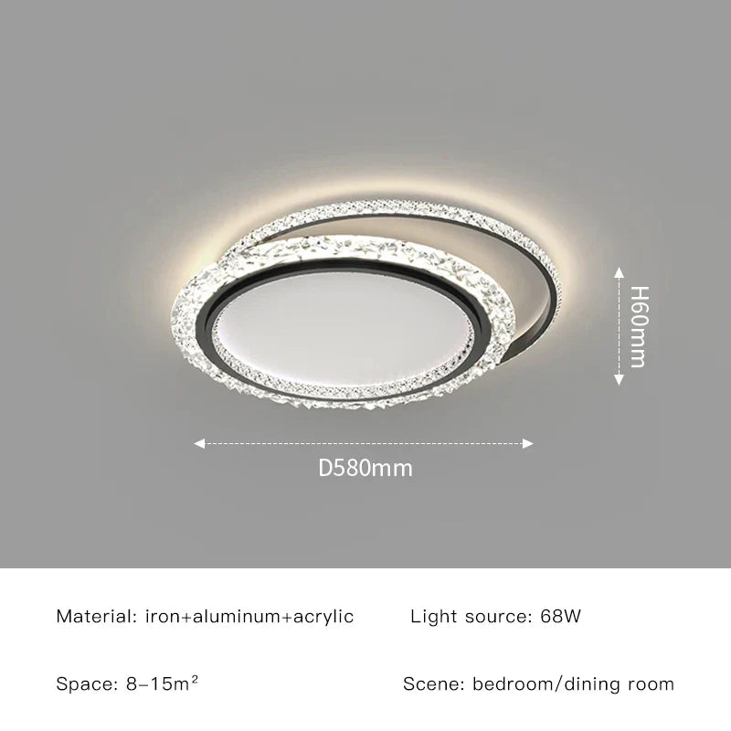 Afralia™ Golden Crystal LED Ceiling Lamps for Bedroom Kitchen Bathroom - Luxury Chandeliers