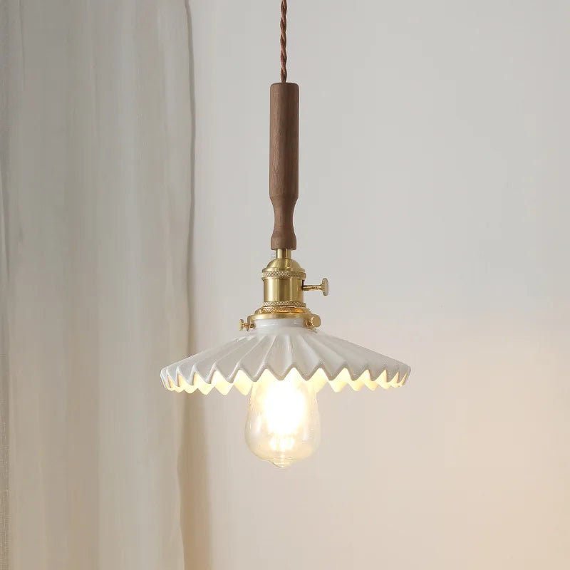 Afralia™ Copper Ceramic LED Pendant Light with Knob Switch - 4w Bulb & Lamparas Colgante