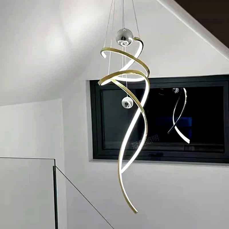 Afralia™ LED Staircase Chandelier Pendant Light Indoor Lighting