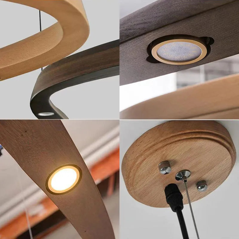 Afralia™ Wooden Pendant LED Hanging Lamps for Modern Living Dining Room Lighting