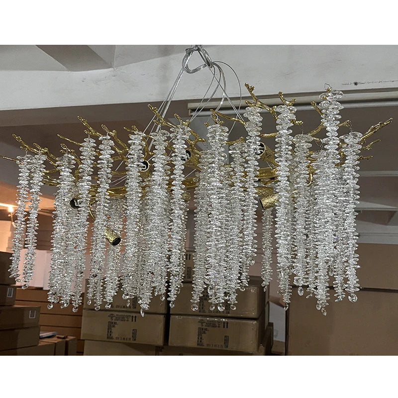 Afralia™ Luxury Crystal Ceiling Chandelier LED Pendant Lamp for Living Dining Bedroom
