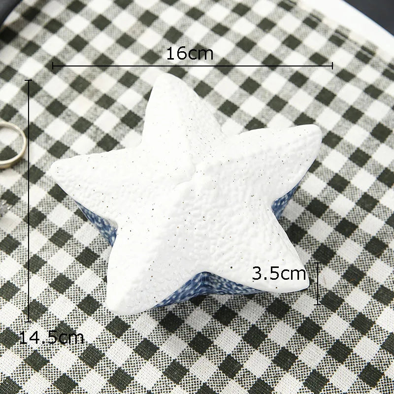 Afralia™ Ceramic Marine Life Decorative Storage Tray for Dresser or Tabletop