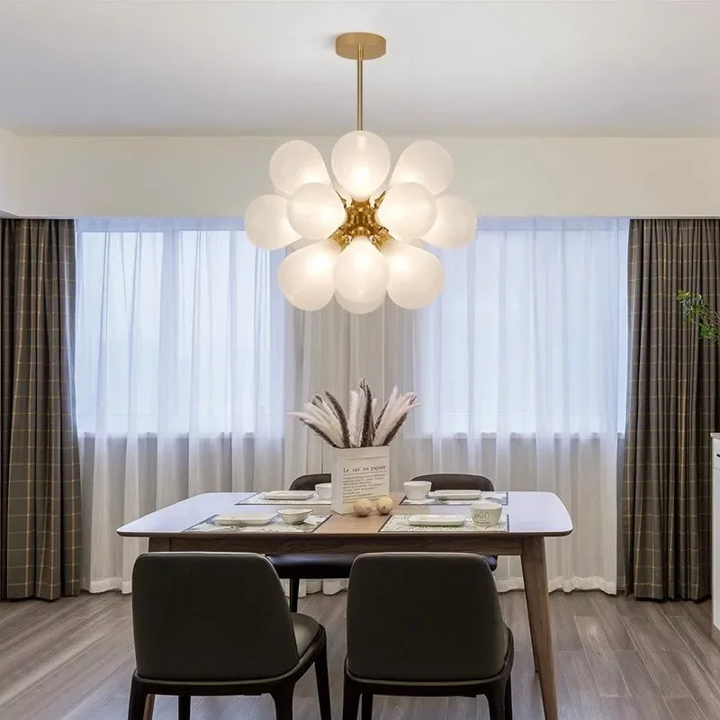 Afralia™ Glass Bubble Chandelier Ceiling Pendant Light for Modern Living Room Decor