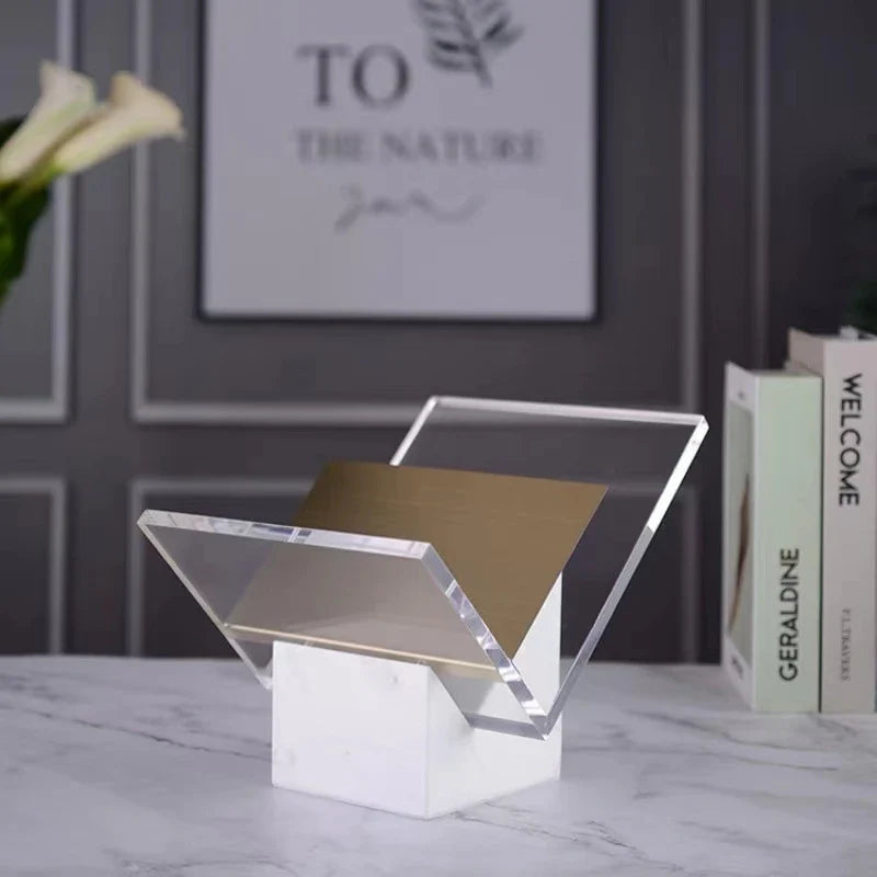 Afralia™ Marble Bookends: Creative Acrylic Bookshelf Holder for Elegant Home Decor