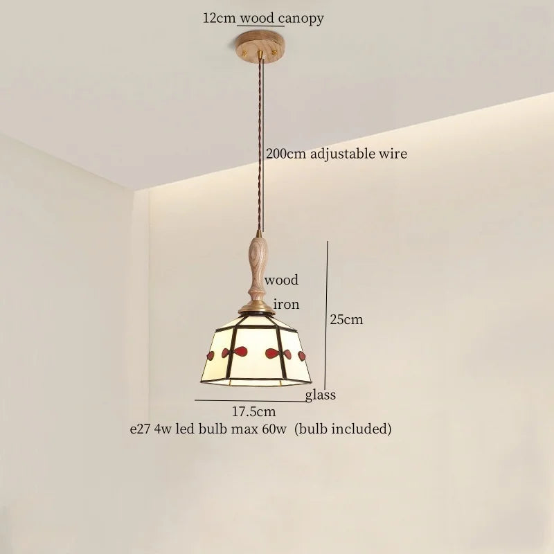 Afralia™ Tiffany Glass Pendant Light for Dining Room, LED Colorful Hanging Lampshade