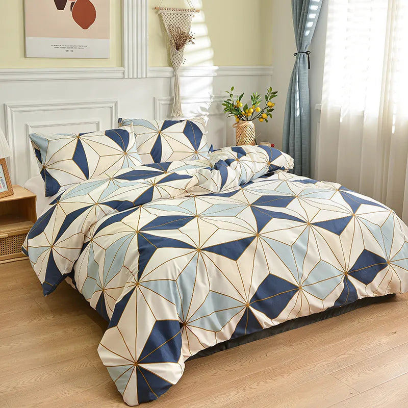 Afralia™ Geometric Stripes Bedding Set: Duvet Cover, Bed Sheets, Pillowcases
