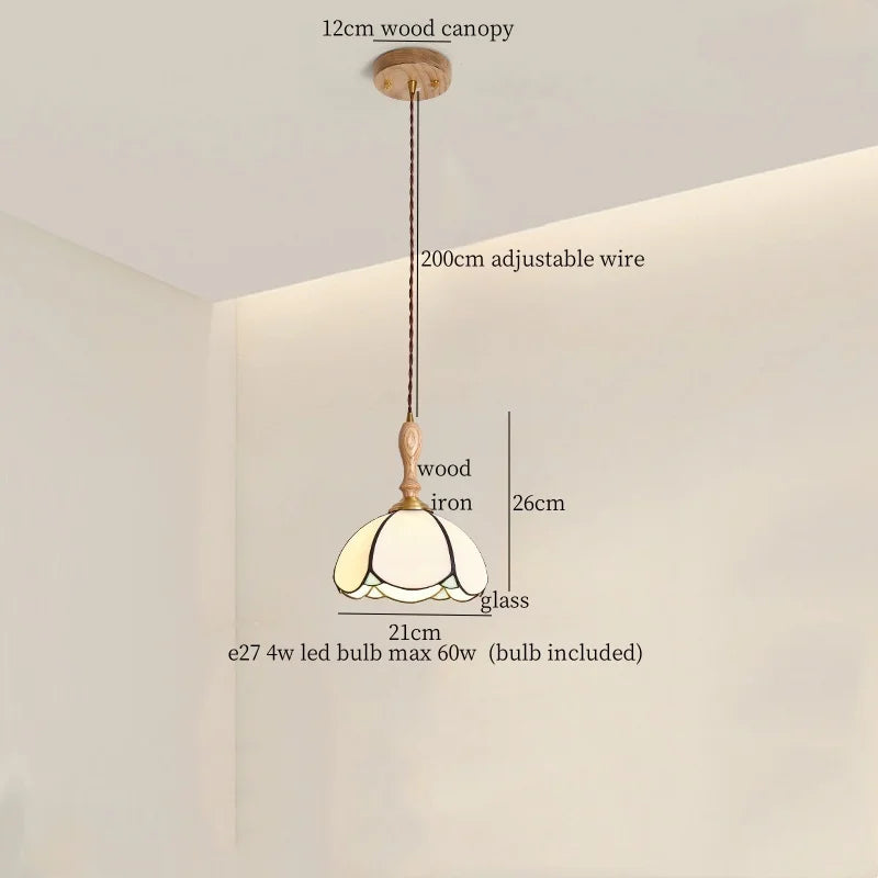 Afralia™ Tiffany Style Colorful Glass LED Pendant Light for Bar Loft Cafe Bedroom